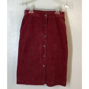 Coudoroy Women’s Burgundy Skirt With Pockets Waist 26-27